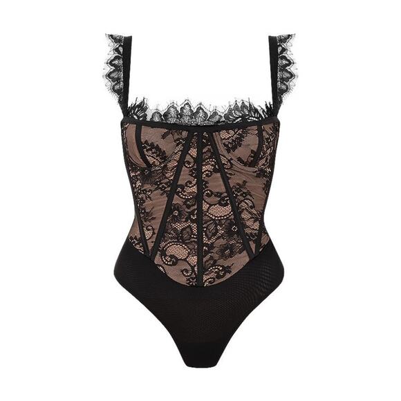 House of CB Emilie Lace Corset Bodysuit - M Black - Picture 8 of 8